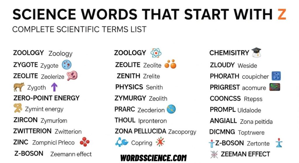 Science Words That Start With Z